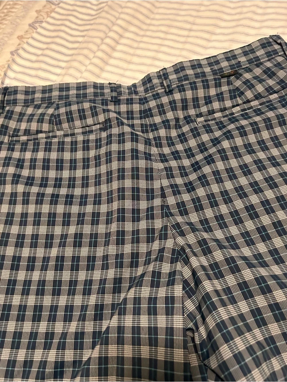 Greg Norman Collection Blue Plaid Men’s Flat Front Shorts